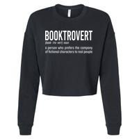 Funny Booktrovert Definition Reading Fan Book Lover Introvert Cropped Pullover Crew
