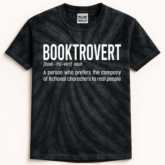 Funny Booktrovert Definition Reading Fan Book Lover Introvert Kids Tie-Dye T-Shirt