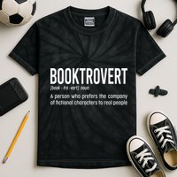 Funny Booktrovert Definition Reading Fan Book Lover Introvert Kids Tie-Dye T-Shirt