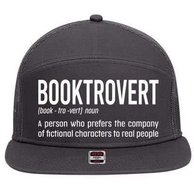Funny Booktrovert Definition Reading Fan Book Lover Introvert 7 Panel Mesh Trucker Snapback Hat
