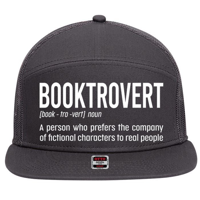 Funny Booktrovert Definition Reading Fan Book Lover Introvert 7 Panel Mesh Trucker Snapback Hat