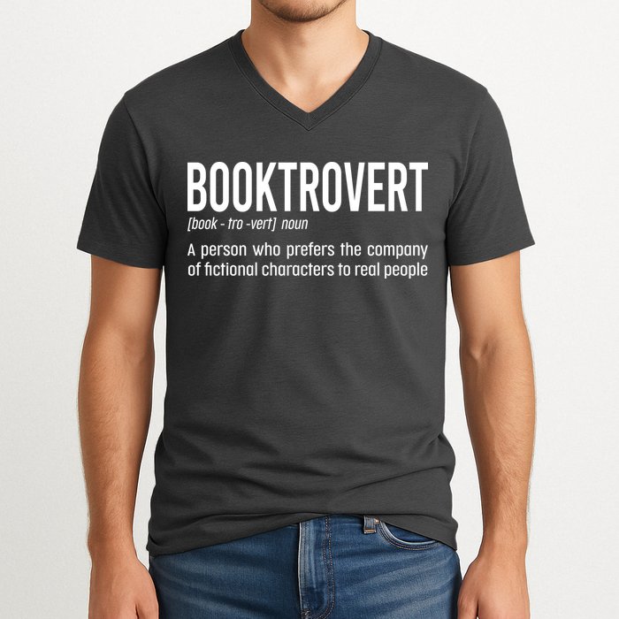 Funny Booktrovert Definition Reading Fan Book Lover Introvert V-Neck T-Shirt