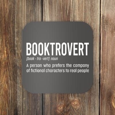 Funny Booktrovert Definition Reading Fan Book Lover Introvert Coaster