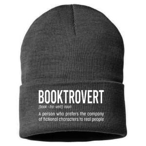 Funny Booktrovert Definition Reading Fan Book Lover Introvert Sustainable Knit Beanie