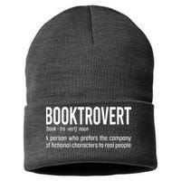 Funny Booktrovert Definition Reading Fan Book Lover Introvert Sustainable Knit Beanie