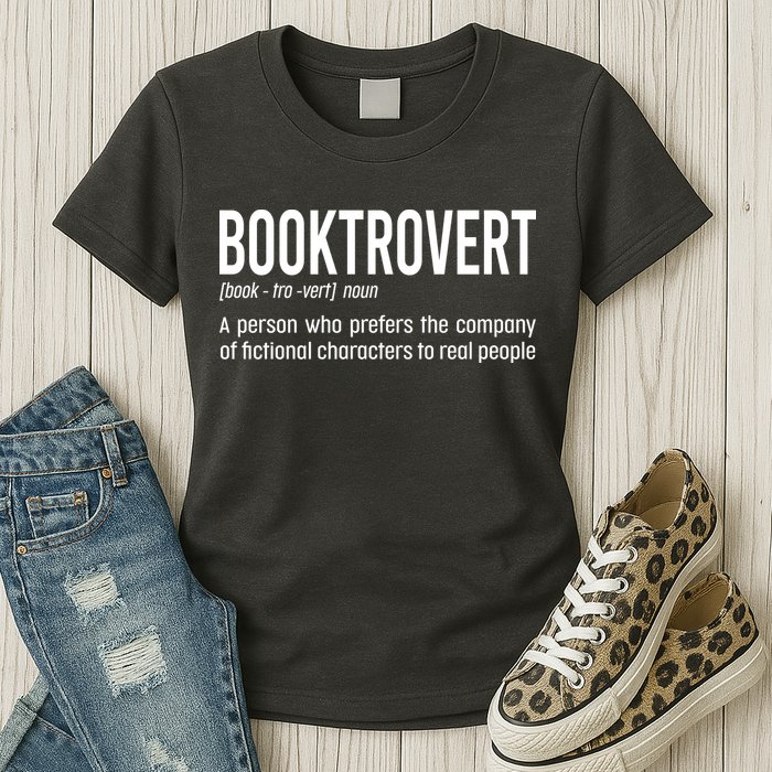 Funny Booktrovert Definition Reading Fan Book Lover Introvert Womens T-Shirt