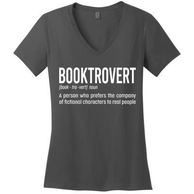 Funny Booktrovert Definition Reading Fan Book Lover Introvert Women's V-Neck T-Shirt