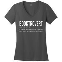 Funny Booktrovert Definition Reading Fan Book Lover Introvert Women's V-Neck T-Shirt