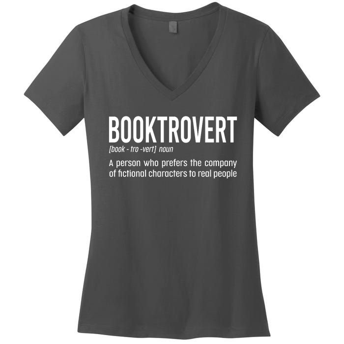 Funny Booktrovert Definition Reading Fan Book Lover Introvert Women's V-Neck T-Shirt