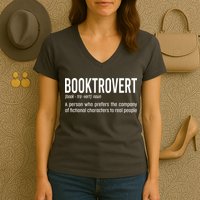 Funny Booktrovert Definition Reading Fan Book Lover Introvert Women's V-Neck T-Shirt