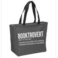 Funny Booktrovert Definition Reading Fan Book Lover Introvert Zip Tote Bag
