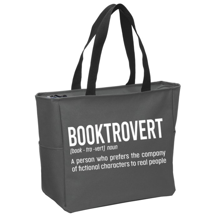 Funny Booktrovert Definition Reading Fan Book Lover Introvert Zip Tote Bag