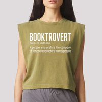 Funny Booktrovert Definition Reading Fan Book Lover Introvert Garment-Dyed Women's Muscle Tee