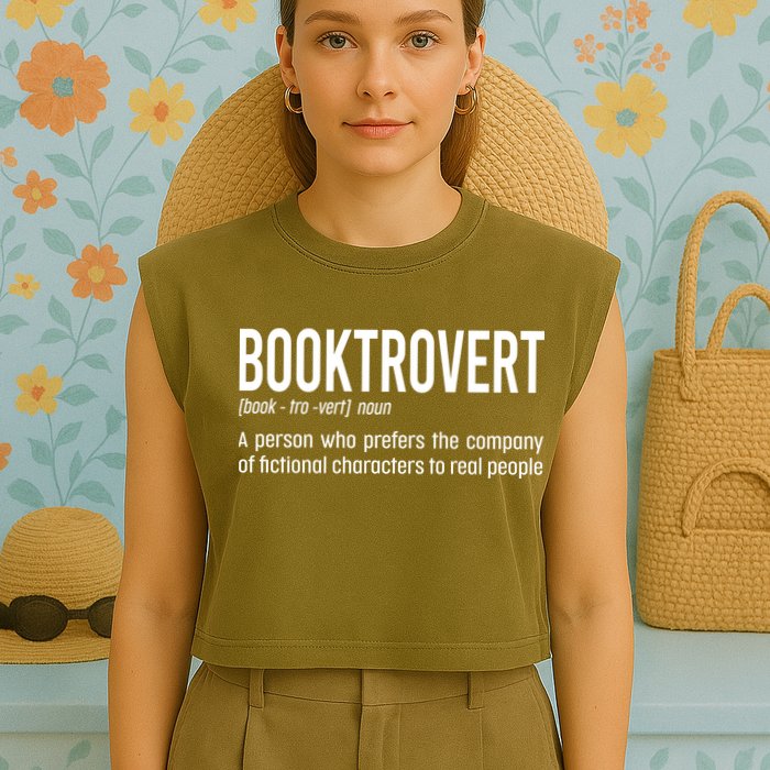 Funny Booktrovert Definition Reading Fan Book Lover Introvert Garment-Dyed Women's Muscle Tee
