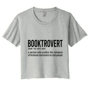 Funny Booktrovert Definition Reading Fan Book Lover Introvert Women's Crop Top Tee