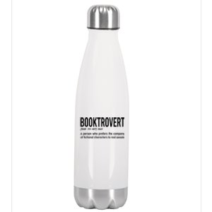 Funny Booktrovert Definition Reading Fan Book Lover Introvert Stainless Steel Insulated Water Bottle