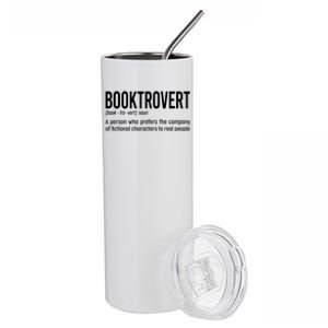 Funny Booktrovert Definition Reading Fan Book Lover Introvert Stainless Steel Tumbler