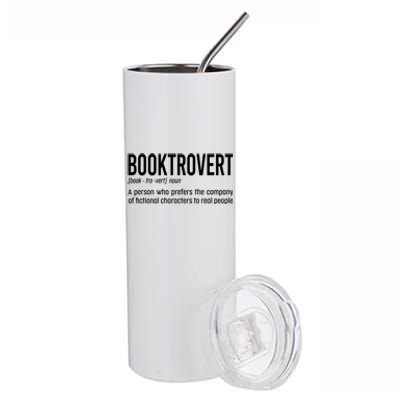 Funny Booktrovert Definition Reading Fan Book Lover Introvert Stainless Steel Tumbler