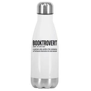 Funny Booktrovert Definition Reading Fan Book Lover Introvert Stainless Steel Insulated Water Bottle