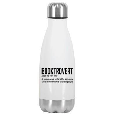 Funny Booktrovert Definition Reading Fan Book Lover Introvert Stainless Steel Insulated Water Bottle