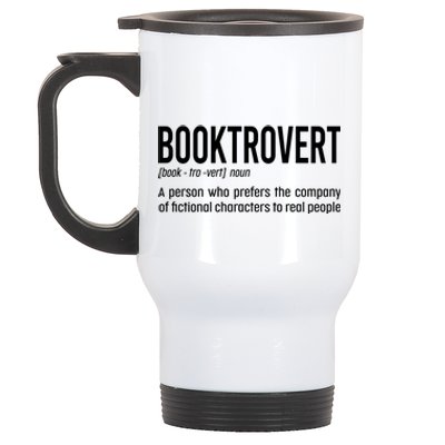 Funny Booktrovert Definition Reading Fan Book Lover Introvert Stainless Steel Travel Mug