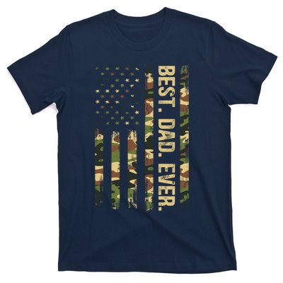 Funny Best Dad Ever American Military Camouflage Flag Gift T-Shirt