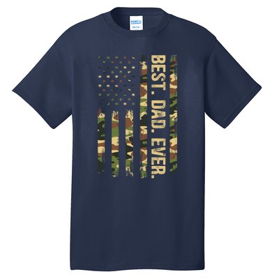 Funny Best Dad Ever American Military Camouflage Flag Gift Tall T-Shirt