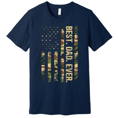 Funny Best Dad Ever American Military Camouflage Flag Gift Premium T-Shirt