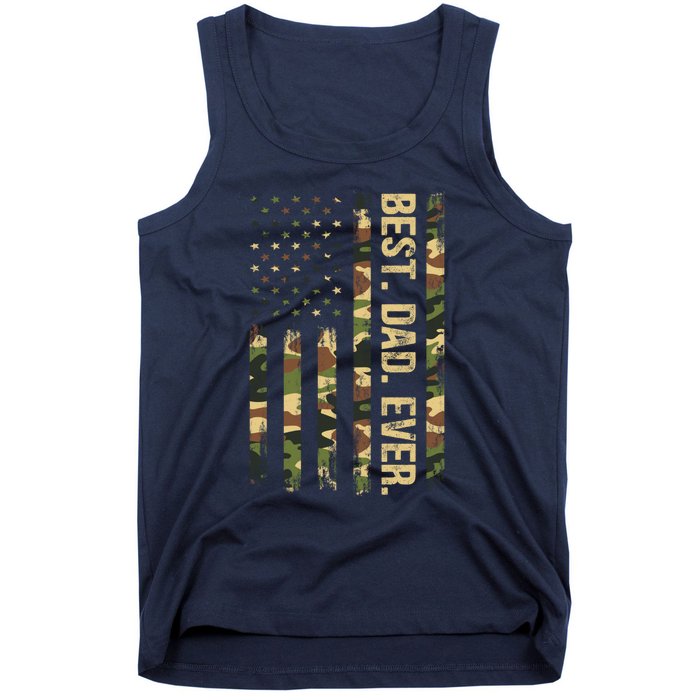 Funny Best Dad Ever American Military Camouflage Flag Gift Tank Top