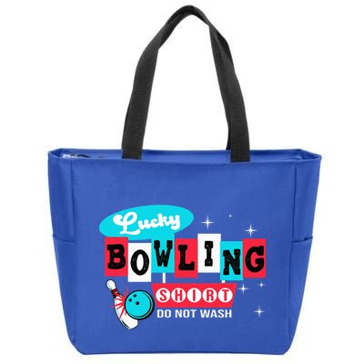 Funny Bowling Design Do Not Wash This Is My Lucky Bowling Zip Tote Bag