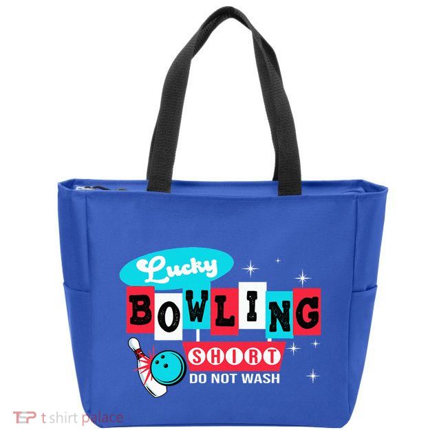 Funny Bowling Design Do Not Wash This Is My Lucky Bowling Zip Tote Bag