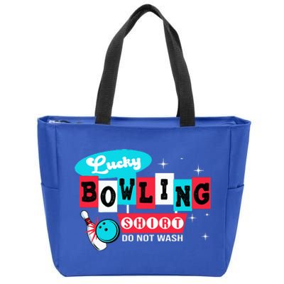 Funny Bowling Design Do Not Wash This Is My Lucky Bowling Zip Tote Bag