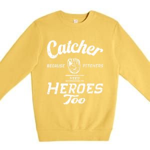 Funny Baseball Design. For Pitcher And Catcher Boy Baseball Premium Crewneck Sweatshirt