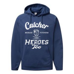 Funny Baseball Design. For Pitcher And Catcher Boy Baseball Performance Fleece Hoodie