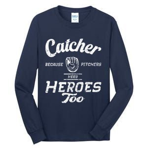 Funny Baseball Design. For Pitcher And Catcher Boy Baseball Tall Long Sleeve T-Shirt