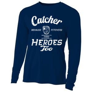 Funny Baseball Design. For Pitcher And Catcher Boy Baseball Cooling Performance Long Sleeve Crew