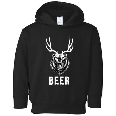 Funny Bear Deer Beer Gift Toddler Hoodie