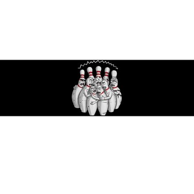 Funny Bowling Design With Nervous Pins Facing A Bowling Ball Bumper Sticker