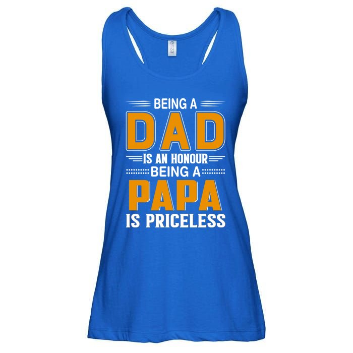 Funny Being Dad Is An Honor Being Papa Is Priceless Classic Gift Ladies Essential Flowy Tank