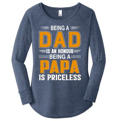 Funny Being Dad Is An Honor Being Papa Is Priceless Classic Gift Women's Perfect Tri Tunic Long Sleeve Shirt