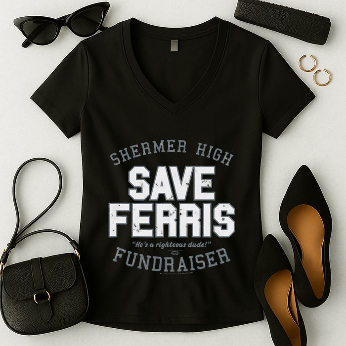 F.E.R.R.I.S B.U.E.L.L.E.R.S Day Off Shermer High Save Ferris Women's V-Neck T-Shirt