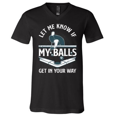 Funny Billiards Design For Women Billiard Pool Player V-Neck T-Shirt