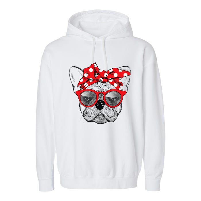 French Bulldog Dog Mom Bandana Sunglasses Mother's Day Garment-Dyed Fleece Hoodie