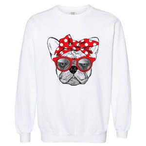 French Bulldog Dog Mom Bandana Sunglasses Mother's Day Garment-Dyed Sweatshirt