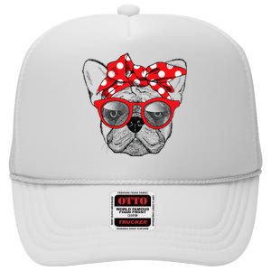 French Bulldog Dog Mom Bandana Sunglasses Mother's Day High Crown Mesh Back Trucker Hat