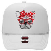 French Bulldog Dog Mom Bandana Sunglasses Mother's Day High Crown Mesh Back Trucker Hat