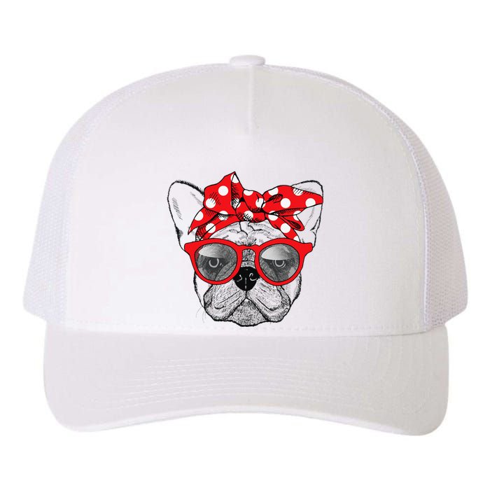 French Bulldog Dog Mom Bandana Sunglasses Mother's Day Yupoong Adult 5-Panel Trucker Hat