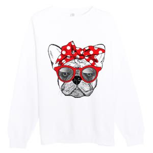 French Bulldog Dog Mom Bandana Sunglasses Mother's Day Premium Crewneck Sweatshirt