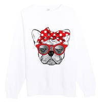 French Bulldog Dog Mom Bandana Sunglasses Mother's Day Premium Crewneck Sweatshirt