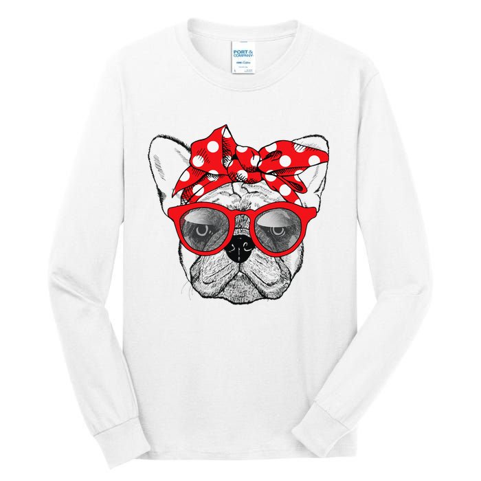 French Bulldog Dog Mom Bandana Sunglasses Mother's Day Tall Long Sleeve T-Shirt